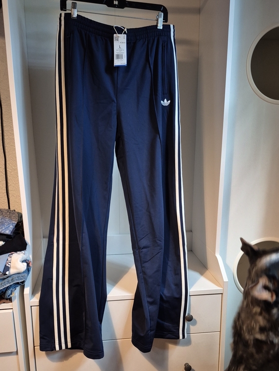 adidas Pants - adidas Navy Track Pants with White Side Stripes